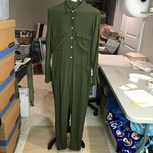 Women's Madewell Viscose green crepe Jumpsuit Size S